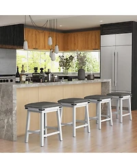 Gymax Pu Leather Bar Stools Set of 4 24'' Counter Height Dining Stools w/ Upholstered Seat