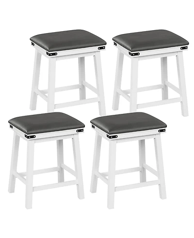 Gymax Pu Leather Bar Stools Set of 4 24'' Counter Height Dining Stools w/ Upholstered Seat