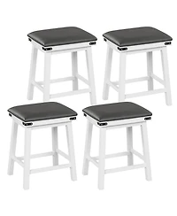 Gymax Pu Leather Bar Stools Set of 4 24'' Counter Height Dining Stools w/ Upholstered Seat