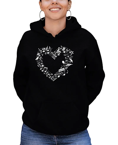 La Pop Art Women's Sheet Music Heart Word Hooded Sweatshirt