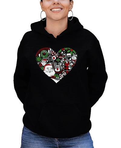 La Pop Art Women's Christmas Themed Heart Word Hooded Sweatshirt