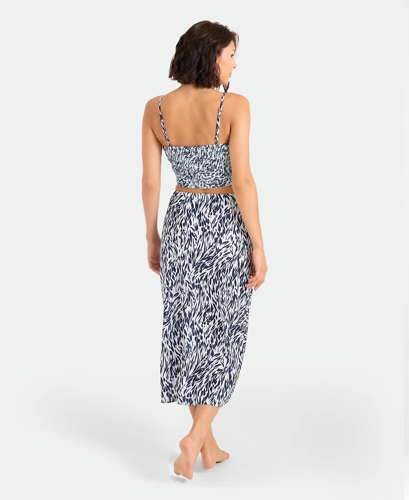 Volcom Women's Abstract Print Midi Swim Cover-Up Skirt