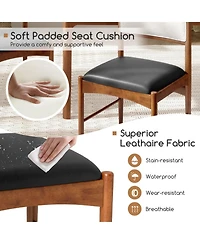 Gouun Set of 2 Wooden Dining Chairs with Faux Sherpa Backrest and Leathaire Seat