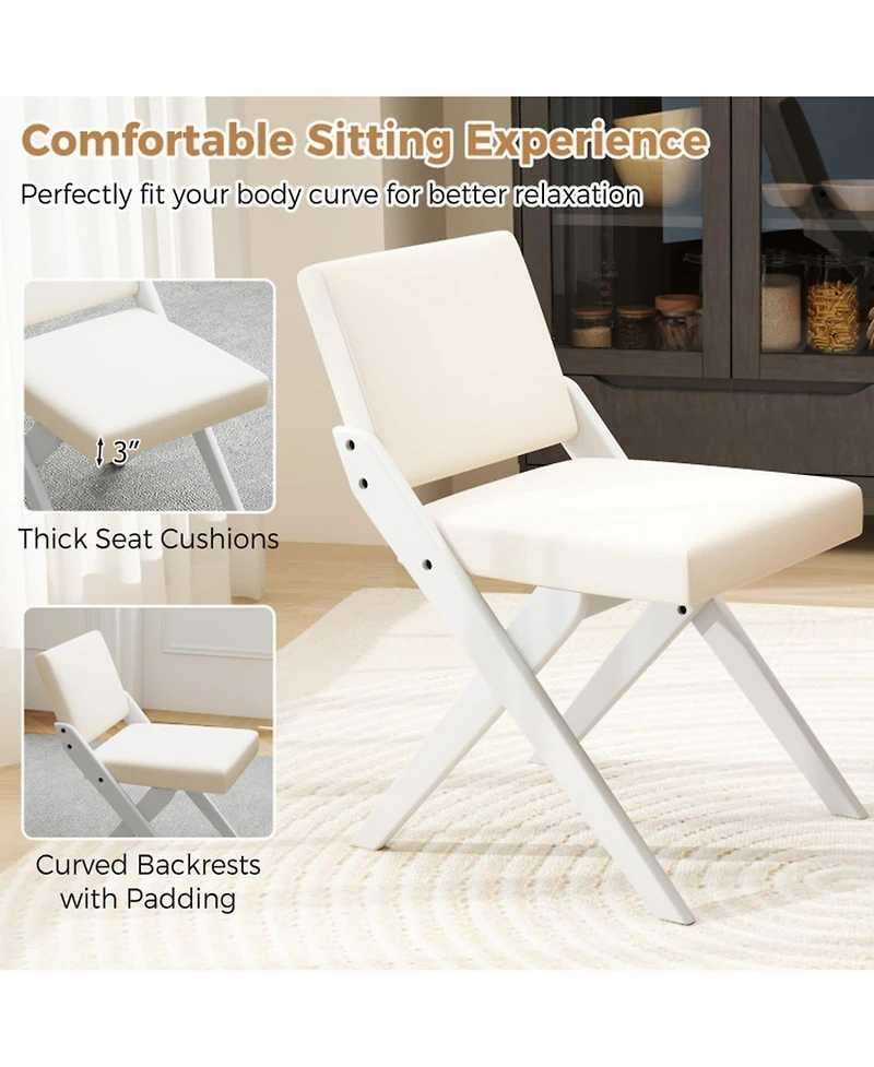 Gouun Set of 2 Wooden Dining Chairs with Rubber Wood Frame and Padded Cushions