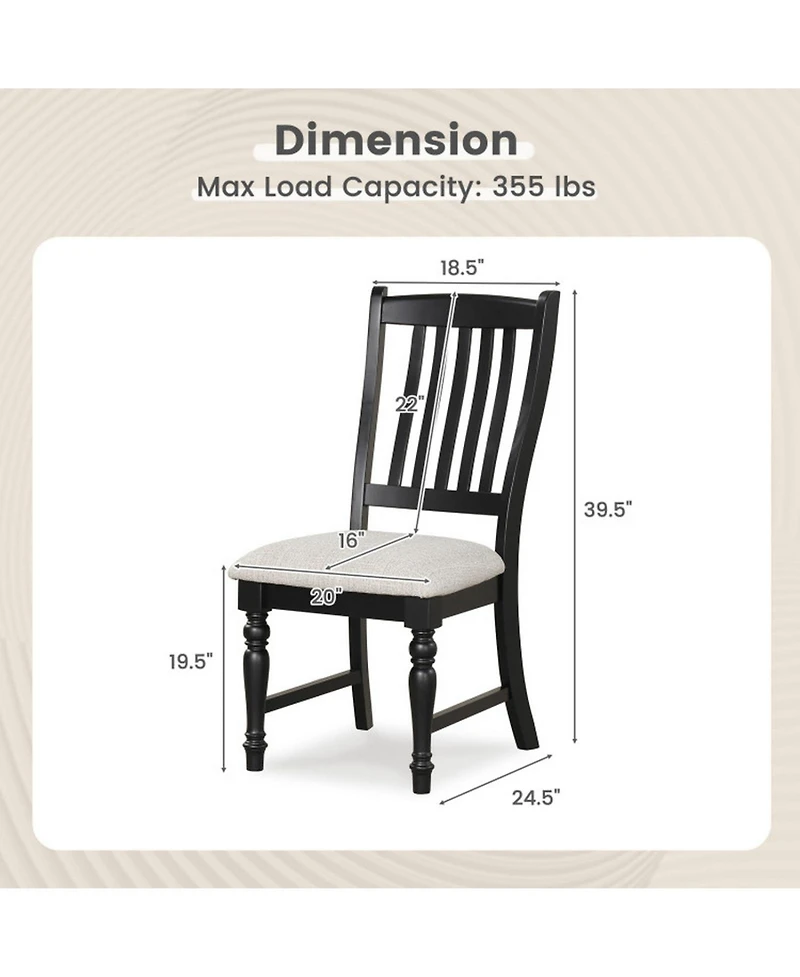 Gouun Set of 2 Padded Kitchen Side Chairs with Solid Wood Legs and High Back