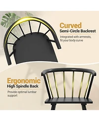 Gouun Set of 2 Mid-Century Windsor Dining Chairs with Spindle Back and Armrests