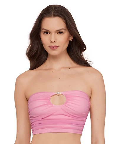 Steve Madden Women's Gold-Tone Bead Keyhole Tube Bikini Top
