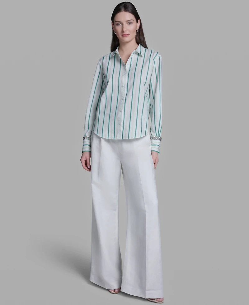 Bcbg Women's Long-Sleeve Collared Neck Shirt