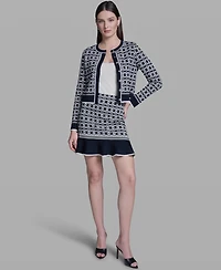 Bcbg Women's Printed Crewneck Sweater Jacket