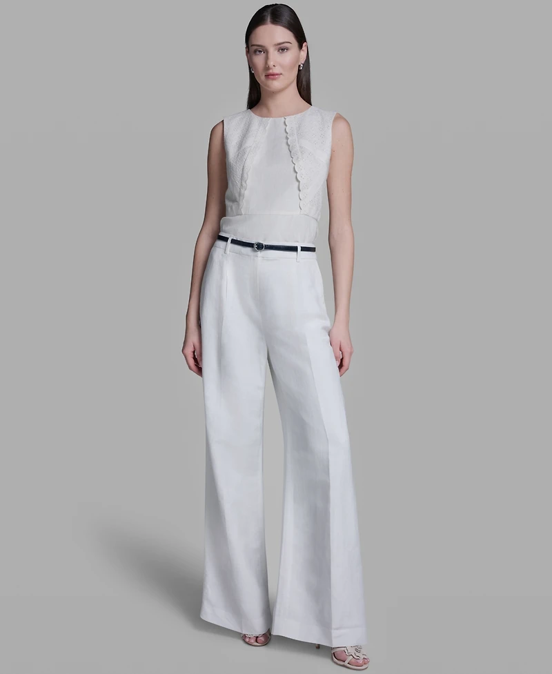 Bcbg Women's High-Rise Wide-Leg Belted Pants