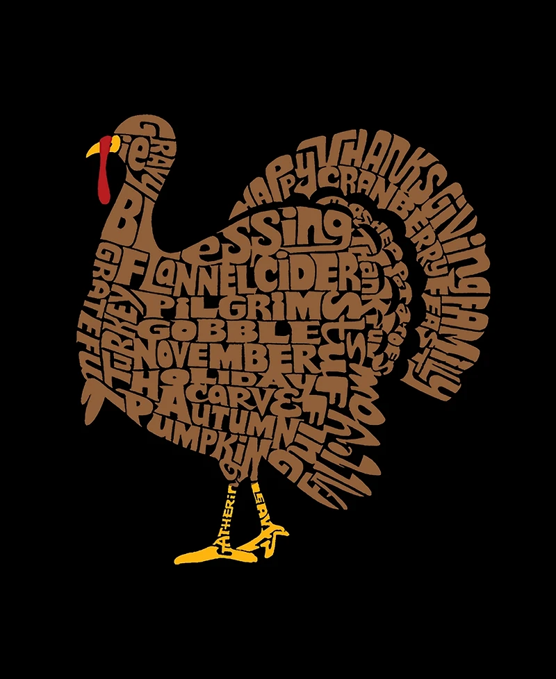 La Pop Art Women's Thankgiving Turkey Word Crewneck Sweatshirt