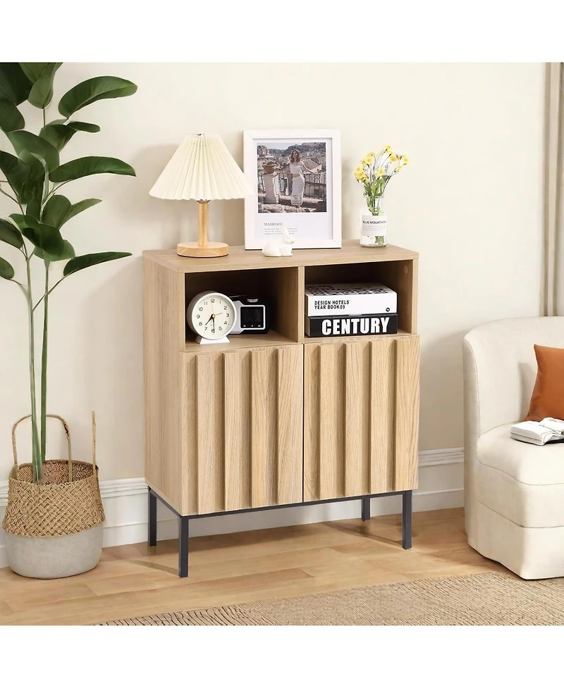 gaomon Buffet Cabinet Sideboard with Adjustable Shelves and Iron Legs Modern Industrial Storage Accent