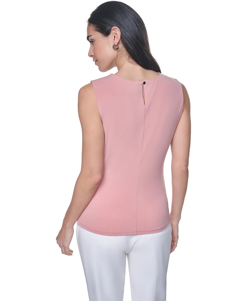 Calvin Klein Women's Pleated Crewneck Sleeveless Top