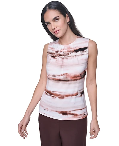 Calvin Klein Women's Pleated Crewneck Sleeveless Top