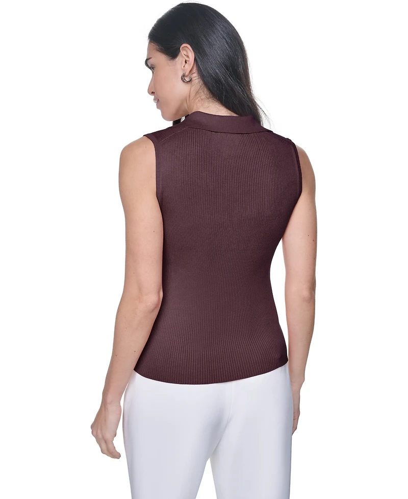 Calvin Klein Women's V-Neck Collar Sleeveless Sweater Top