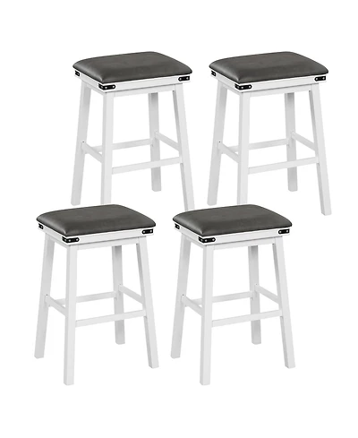 Gymax Pu Leather Bar Stools Set of 4 30'' Counter Height Dining Stools w/ Upholstered Seat