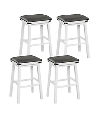 Gymax Pu Leather Bar Stools Set of 4 30'' Counter Height Dining Stools w/ Upholstered Seat