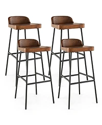 Gymax Set of Industrial 29'' Bar Stool Bar Height Saddle Seat Kitchen Stool Low Back