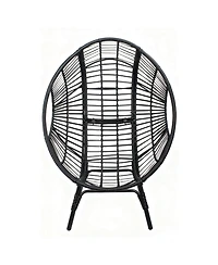 Rainsken Oversized Pe Rattan Egg Chair, Indoor Outdoor Patio Swing with 8-Inch Thick Cushion, 400lb Capacity for Living Room, Balcony and Backyard