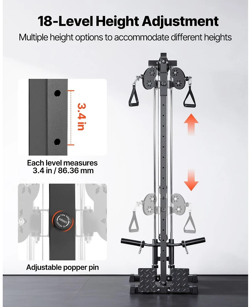 Mecale 3 in 1 Wall Mount Lat Pulldown Machine with 18 Height Levels