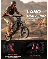 Mikolo Electric Dirt Bike for Adults & Teens, Mid-Drive Motor E-Bike, Up to 37 Mph, Dual Suspension Off-Road E Dirt Bike