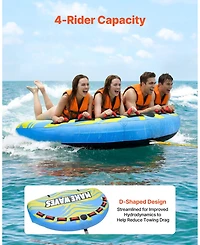 Mecale 4-Rider Towable Tube for Boating 680 lbs with Rear Fins