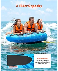 Mecale 3-Rider Towable Tube for Boating 510 lbs with Anti-Slip Pad