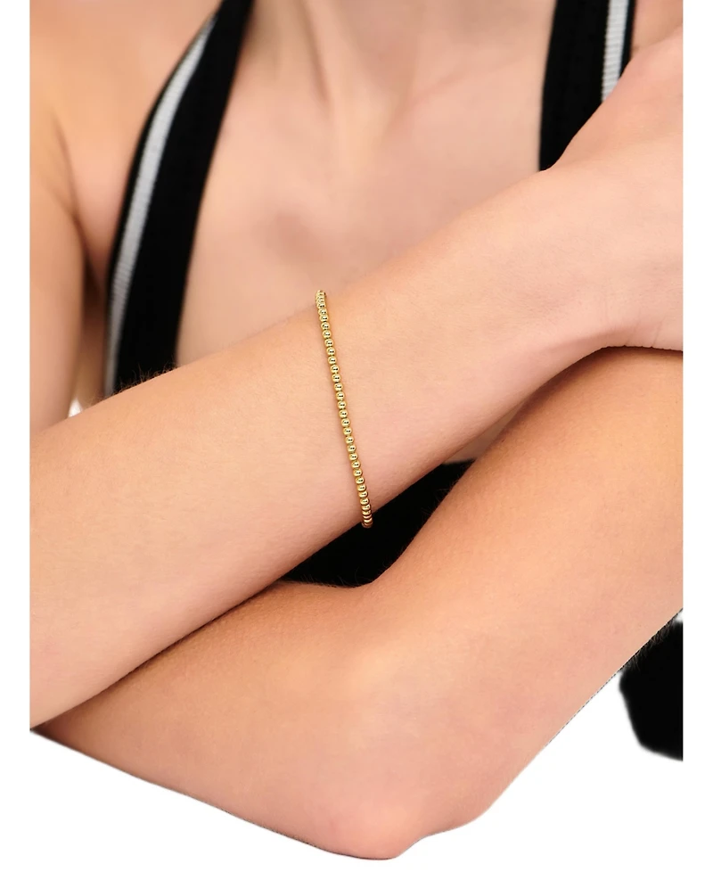 Devata 3mm Beaded Ball Chain Bracelet Gold Plated Sterling Silver,