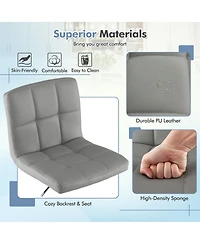 Gymax Set of Adjustable Swivel Bar Stool Counter Height Bar Chair Pu Leather