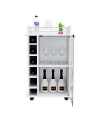 Flynama Bar Cart with 1 Cabinet with Casters White Finish