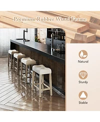 Sugift Set of 4 Upholstered Counter Height Bar Stool with Curved Saddle-Seat