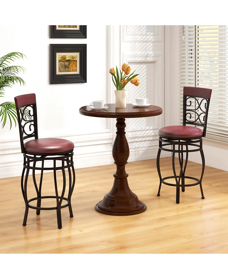 Sugift Set of 2 26 Inch Bar Stool with Backrest and Footrest