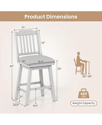 Sugift 25 inch Modern Bar Stools Set of 2 with Upholstered Swivel Seat