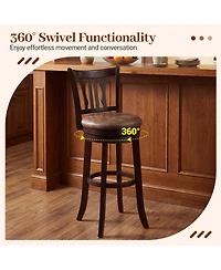 Sugift Counter Height Swivel Bar Stools Set of 2 with Back and Solid Rubber Frame-29