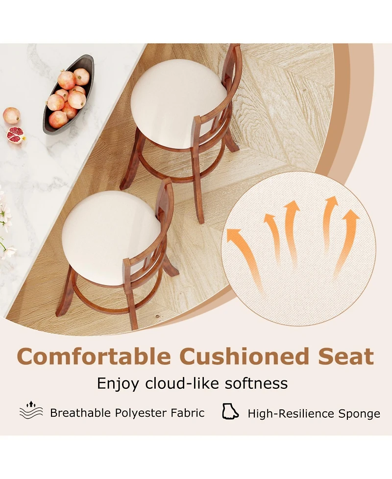 Sugift 360degree(s) Rotating Counter Height Chairs Set of 2 with Upholstered Seat and Backrest-29 inches