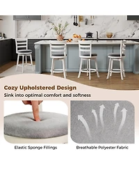 Sugift 25" Swivel Barstools Set of 2, 360degree(s) Rotating Bar/Counter Height Chairs with Upholstered Seat