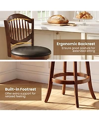 Sugift Swivel Bar Stools Set of 2 with Backrest and Wood Frame-30 Inches