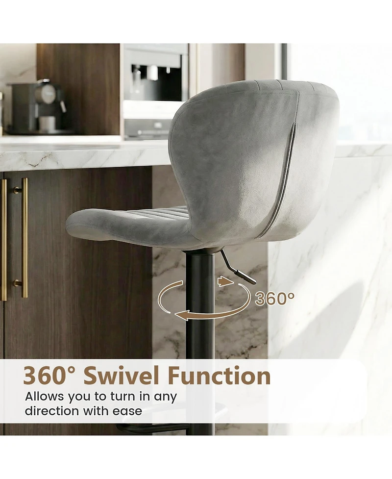 Sugift Adjustable Counter Height Chairs Set of 2 with Velvet Upholstered Backrests