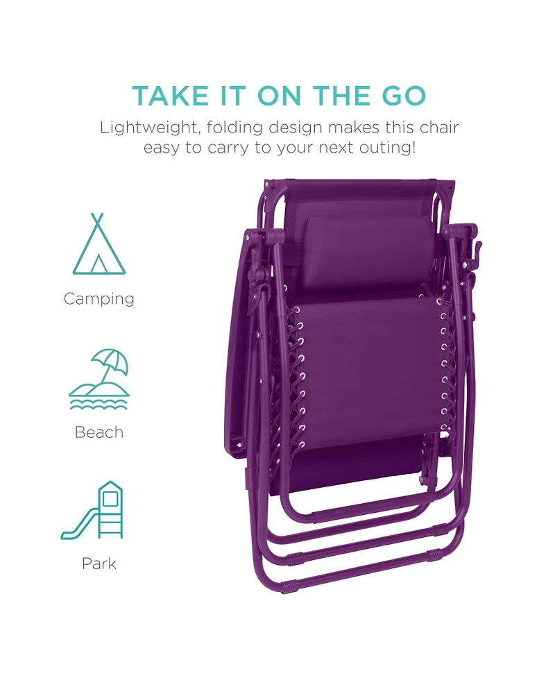 Best Choice Products Folding Zero Gravity Recliner Patio Lounge Chair w/ Canopy Shade, Headrest, Tray