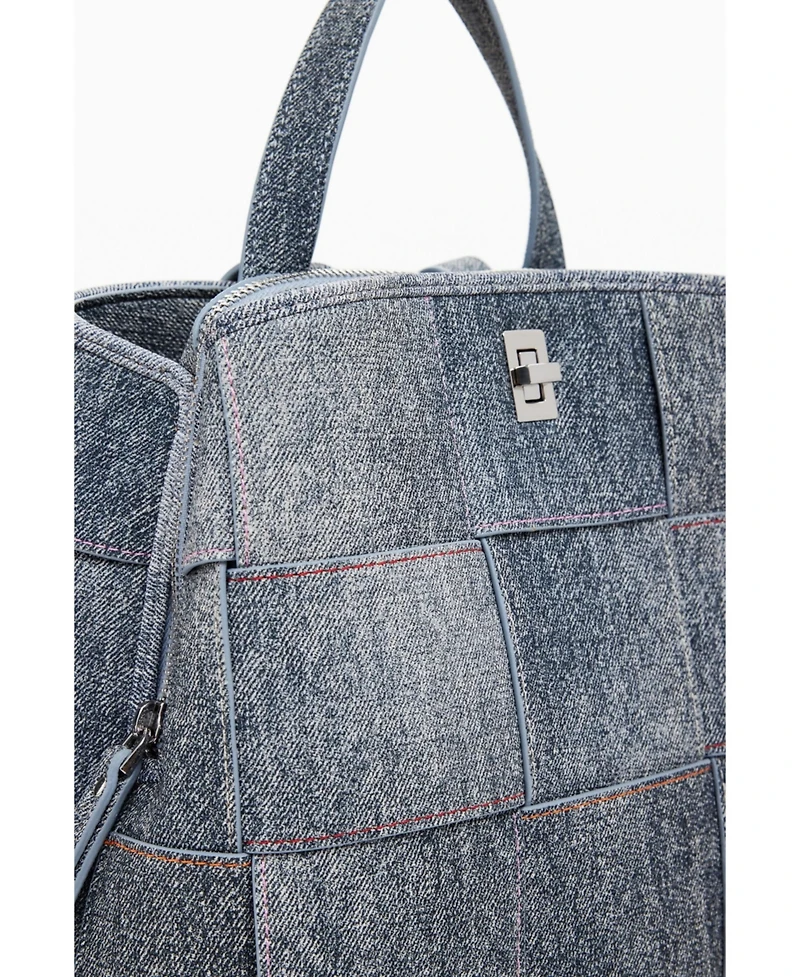 Desigual Women's Medium braided denim-effect backpack