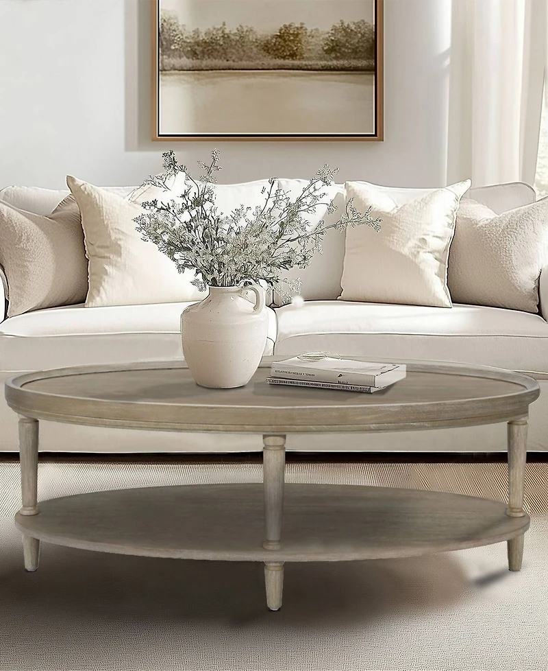 Martha Stewart Collection Ayanna 48" Wood Oval Coffee Table with Shelf