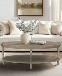 Martha Stewart Collection Ayanna 48" Wood Oval Coffee Table with Shelf
