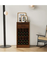 flynama Bar Cabinet 35.43 H x 17.80 W x 15.95 D with 6 Cabinets 24 Wine Rack