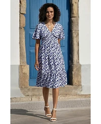 Yumi Women's Floral Angel Sleeve Midi Dress