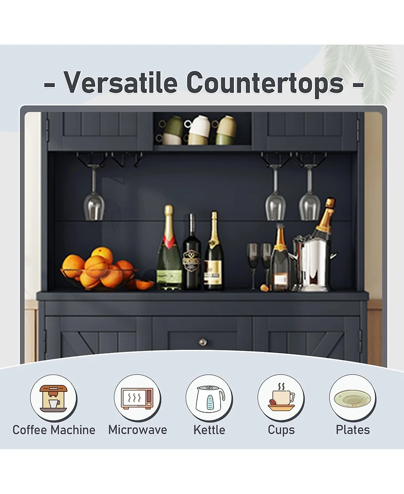 flynama Bar Cabinet with 16 Cabinets, 1 Drawer, 3 Shelfs