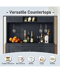 flynama Bar Cabinet with 16 Cabinets, 1 Drawer, 3 Shelfs