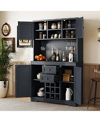 flynama Bar Cabinet with 16 Cabinets, 1 Drawer, 3 Shelfs