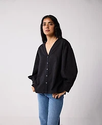 Reistor Women's Embroidered Shirt with Long Balloon Sleeves