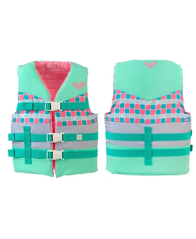 Roxy Uscg Approved Teen and Youth Life Vest Pfd, Light-Weight Epe Foam, Three Belts with Quick-Release Buckles for Fishing, Boating and Kayaking