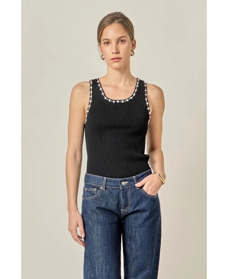 English Factory Women's Crochet Sleeveless